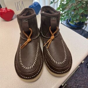 UGG Brown Ankle Boots with Tan Accents